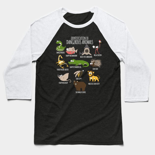 Cute Funny Animal Lover's Identification of Dangerous Animals. Baseball T-Shirt by NerdShizzle